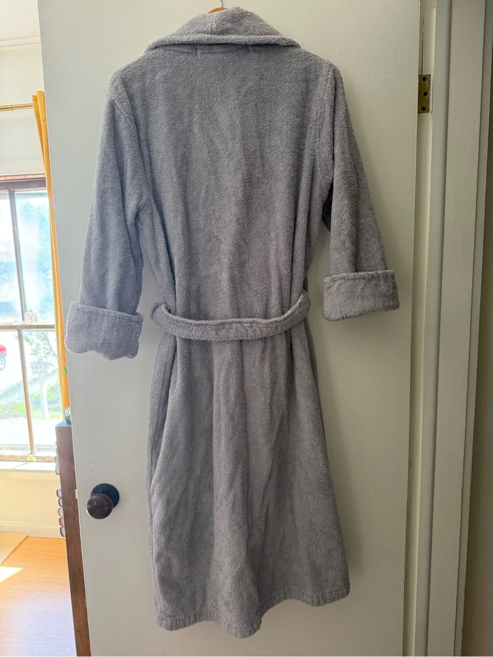 Company Store Gray Terry Shawl Collar Bath Robe with Belt